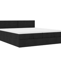 Ottoman-Bett mit Matratzen & LEDs Schwarz 180x200 cm Stoff