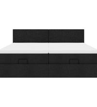 Ottoman-Bett mit Matratzen & LEDs Schwarz 180x200 cm Stoff
