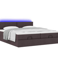 Ottoman-Bett mit Matratzen & LEDs Dunkelbraun 180x200 cm Stoff