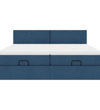 Ottoman-Bett mit Matratzen & LEDs Blau 180x200 cm Stoff