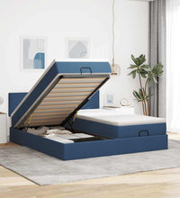 Ottoman-Bett mit Matratzen & LEDs Blau 180x200 cm Stoff