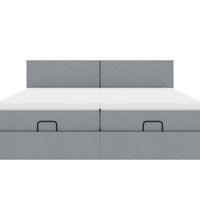 Ottoman-Bett mit Matratzen & LEDs Hellgrau 200x200 cm Stoff