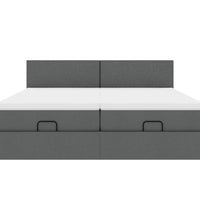 Ottoman-Bett mit Matratzen & LEDs Dunkelgrau 200x200 cm Stoff