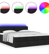 Ottoman-Bett mit Matratzen & LEDs Schwarz 200x200 cm Stoff