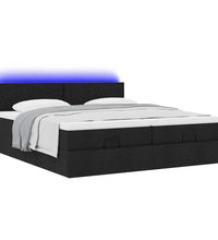 Ottoman-Bett mit Matratzen & LEDs Schwarz 200x200 cm Stoff