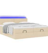Ottoman-Bett mit Matratzen & LEDs Creme 200x200 cm Stoff
