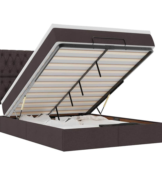 Ottoman-Bett mit Matratzen & LEDs Hellgrau 160x200 cm Stoff