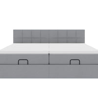Ottoman-Bett mit Matratzen & LEDs Hellgrau 160x200 cm Stoff