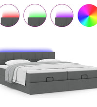 Ottoman-Bett mit Matratzen & LEDs Dunkelgrau 160x200 cm Stoff
