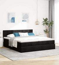 Ottoman-Bett mit Matratzen & LEDs Schwarz 160x200 cm Stoff