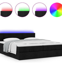 Ottoman-Bett mit Matratzen & LEDs Schwarz 160x200 cm Stoff