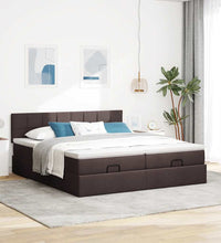 Ottoman-Bett mit Matratzen & LEDs Dunkelbraun 160x200 cm Stoff