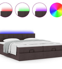 Ottoman-Bett mit Matratzen & LEDs Dunkelbraun 160x200 cm Stoff