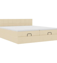 Ottoman-Bett mit Matratzen & LEDs Creme 160x200 cm Stoff
