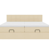 Ottoman-Bett mit Matratzen & LEDs Creme 160x200 cm Stoff