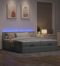 Ottoman-Bett mit Matratzen & LEDs Hellgrau 180x200 cm Stoff