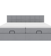 Ottoman-Bett mit Matratzen & LEDs Hellgrau 180x200 cm Stoff