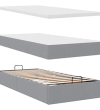 Ottoman-Bett mit Matratzen & LEDs Hellgrau 180x200 cm Stoff