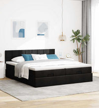 Ottoman-Bett mit Matratzen & LEDs Schwarz 180x200 cm Stoff