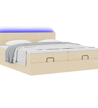 Ottoman-Bett mit Matratzen & LEDs Creme 180x200 cm Stoff