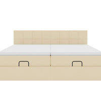 Ottoman-Bett mit Matratzen & LEDs Creme 180x200 cm Stoff