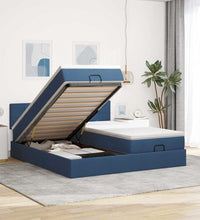 Ottoman-Bett mit Matratzen & LEDs Blau 180x200 cm Stoff