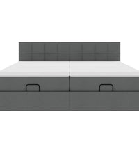 Ottoman-Bett mit Matratzen & LEDs Dunkelgrau 200x200 cm Stoff