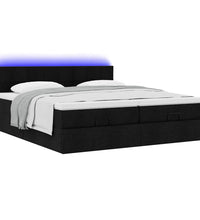 Ottoman-Bett mit Matratzen & LEDs Schwarz 200x200 cm Stoff