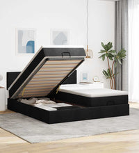 Ottoman-Bett mit Matratzen & LEDs Schwarz 200x200 cm Stoff