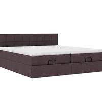 Ottoman-Bett mit Matratzen & LEDs Dunkelbraun 200x200 cm Stoff