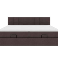 Ottoman-Bett mit Matratzen & LEDs Dunkelbraun 200x200 cm Stoff