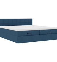 Ottoman-Bett mit Matratzen & LEDs Blau 200x200 cm Stoff
