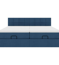 Ottoman-Bett mit Matratzen & LEDs Blau 200x200 cm Stoff