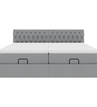 Ottoman-Bett mit Matratzen & LEDs Hellgrau 160x200 cm Stoff