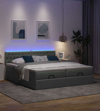 Ottoman-Bett mit Matratzen & LEDs Dunkelgrau 160x200 cm Stoff