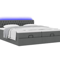 Ottoman-Bett mit Matratzen & LEDs Dunkelgrau 160x200 cm Stoff