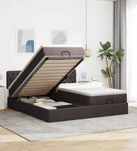 Ottoman-Bett mit Matratzen & LEDs Dunkelbraun 160x200 cm Stoff