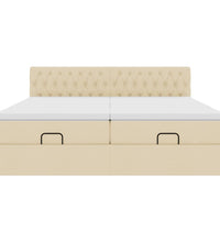 Ottoman-Bett mit Matratzen & LEDs Creme 160x200 cm Stoff