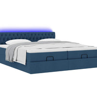 Ottoman-Bett mit Matratzen & LEDs Blau 160x200 cm Stoff