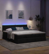 Ottoman-Bett mit Matratzen & LEDs Schwarz 180x200 cm Stoff