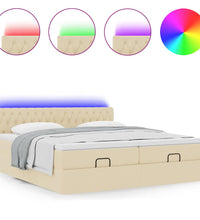 Ottoman-Bett mit Matratzen & LEDs Creme 180x200 cm Stoff