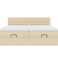 Ottoman-Bett mit Matratzen & LEDs Creme 180x200 cm Stoff