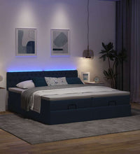Ottoman-Bett mit Matratzen & LEDs Blau 180x200 cm Stoff