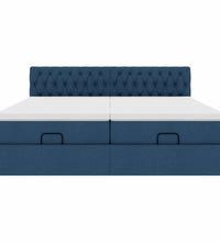 Ottoman-Bett mit Matratzen & LEDs Blau 180x200 cm Stoff