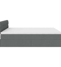 Ottoman-Bett mit Matratzen & LEDs Dunkelgrau 200x200 cm Stoff