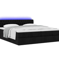 Ottoman-Bett mit Matratzen & LEDs Schwarz 200x200 cm Stoff