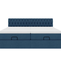 Ottoman-Bett mit Matratzen & LEDs Blau 200x200 cm Stoff