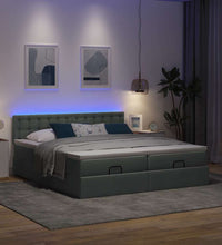 Ottoman-Bett mit Matratzen & LEDs Dunkelgrau 160x200 cm Stoff