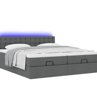 Ottoman-Bett mit Matratzen & LEDs Dunkelgrau 160x200 cm Stoff