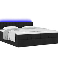 Ottoman-Bett mit Matratzen & LEDs Schwarz 160x200 cm Stoff
